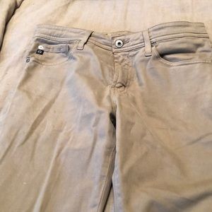 men’s straight leg jeans, tan, size 30x34, AG